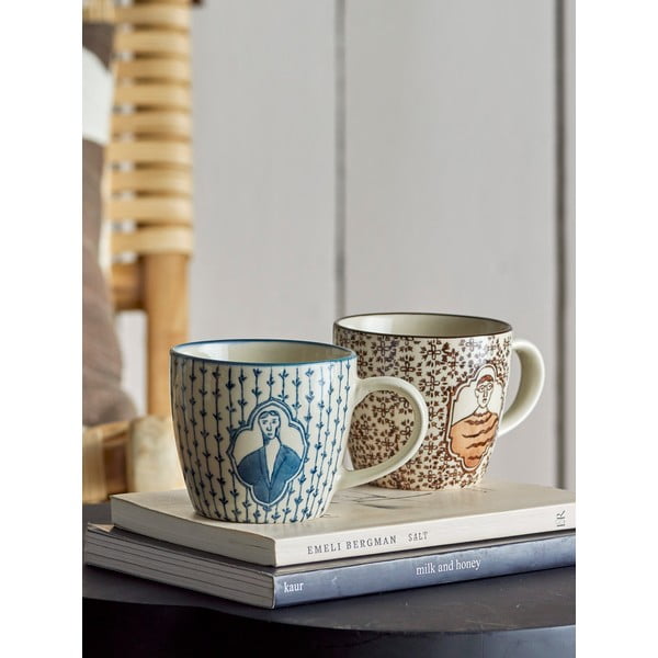 Kremowe kamionkowe kubki zestaw 2 szt. 200 ml Tonia – Bloomingville-image-1