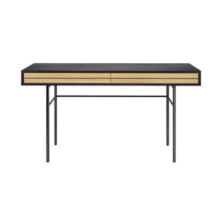 Czarne biurko Woodman Stripe, 130x60 cm