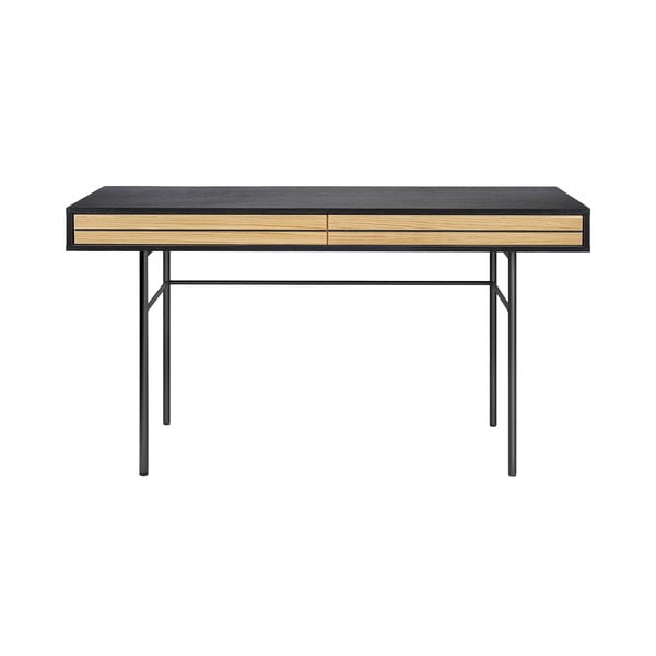 Czarne biurko Woodman Stripe, 130x60 cm