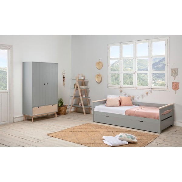 Szara szafa dziecięca z nogami z drewna sosnowego Marckeric Kiara-image-1