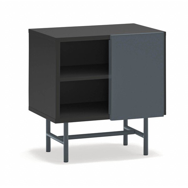Czarna/antracytowa szafka nocna z matowym wykończeniem z półką Nube – Teulat-image-2