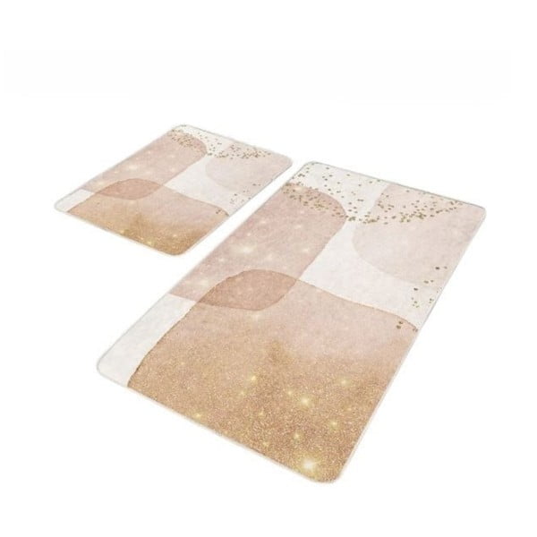 Beżowe aksamitne dywaniki łazienkowe zestaw 2 szt. 60x100 cm – Mila Home