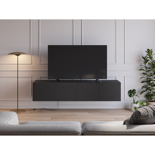 Czarna szafka pod TV 180x38x35 cm Daroca – Marckeric-image-1