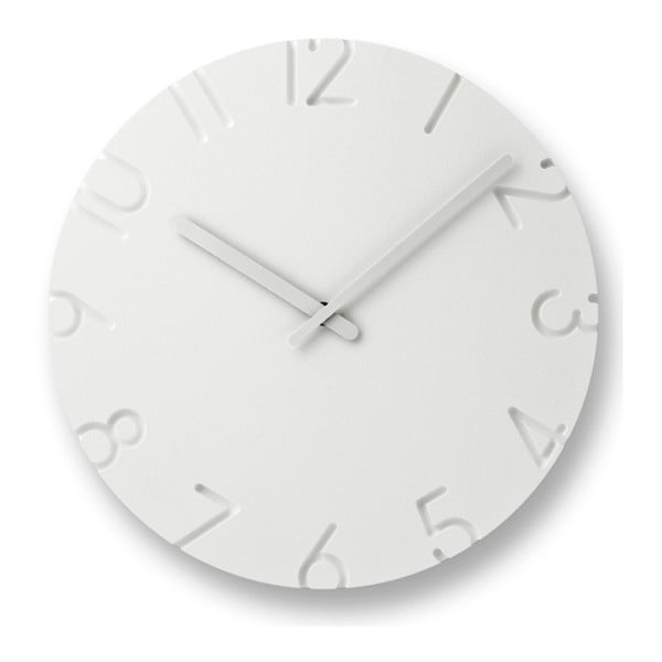 Biały zegar Lemnos Clock Carved, ⌀ 30,5 cm