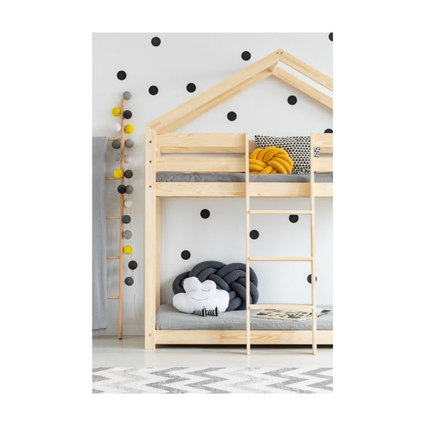 Łóżko piętrowe w kształcie domku z drewna sosnowego Adeko Mila DMP, 80x190 cm-image-1