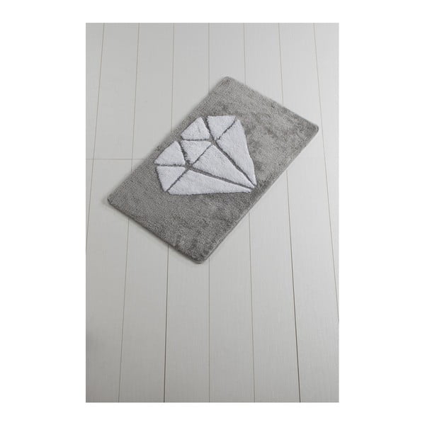 Szaro-biały dywanik łazienkowy Crasso Heart, 100x60 cm