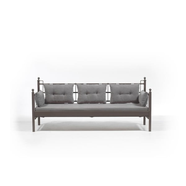 Szara 3-osobowa sofa ogrodowa s hnědou konstrukcí Lalas DKS, 96x209 cm