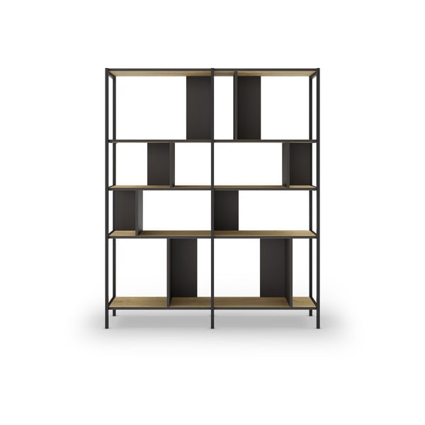 Czarny regał w dekorze dębu 144x175 cm Alabama – Marckeric