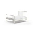 Białe metalowe łóżko dwuosobowe ze stelażem 140x200 cm BRONXX – Vipack