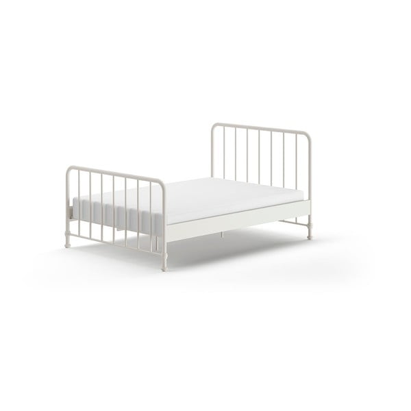 Białe metalowe łóżko ze stelażem 140x200 cm BRONXX – Vipack