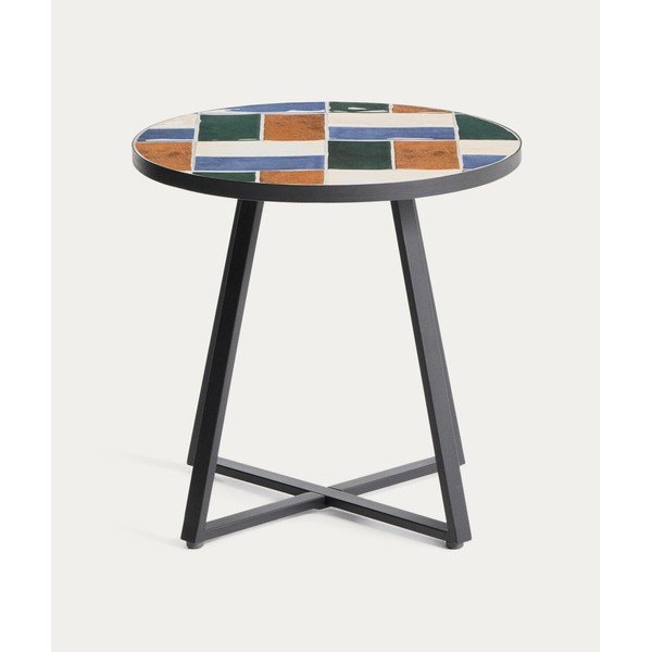 Okrągły stolik ogrodowy z ceramicznym blatem ø 45 cm Tella – Kave Home-image-2