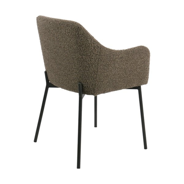 Brązowy tapicerowany fotel jadalniany z podłokietnikami Melilla – House Nordic-image-4