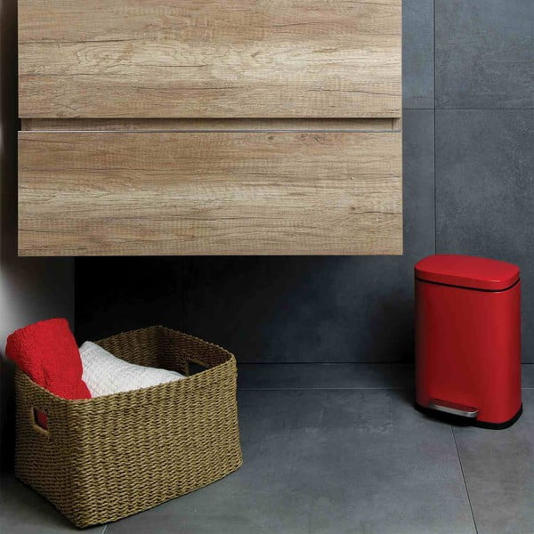 Czerwony stalowy kosz na śmieci z pedałem 5 l   Akira – Spirella-image-1