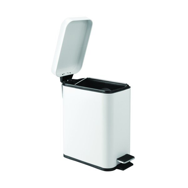 Biały metalowy kosz na śmieci na pedał iDesign, 5 l-image-2