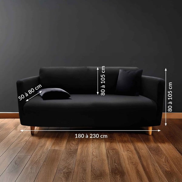 Czarny elastyczny pokrowiec na sofę 3-osobowy Mila – douceur d'intérieur-image-2