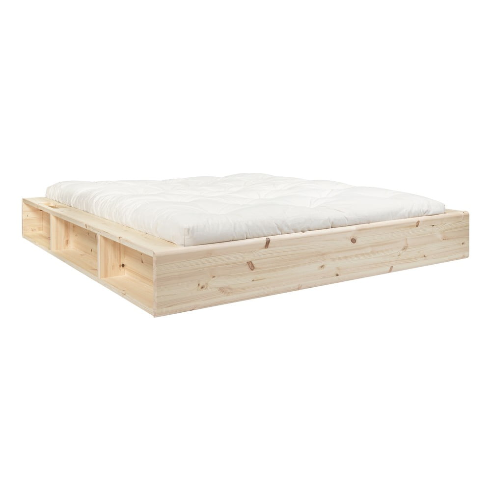 Łóżko dwuosobowe z litego drewna ze schowkiem i futonem Comfort Mat Karup Design Ziggy, 180x200 cm