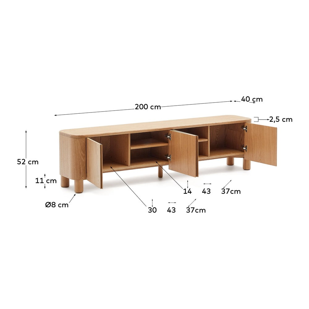 Szafka pod TV w dekorze jesionu w naturalnym kolorze 200x52x40 cm Salaya – Kave Home (zdjęcie 8)