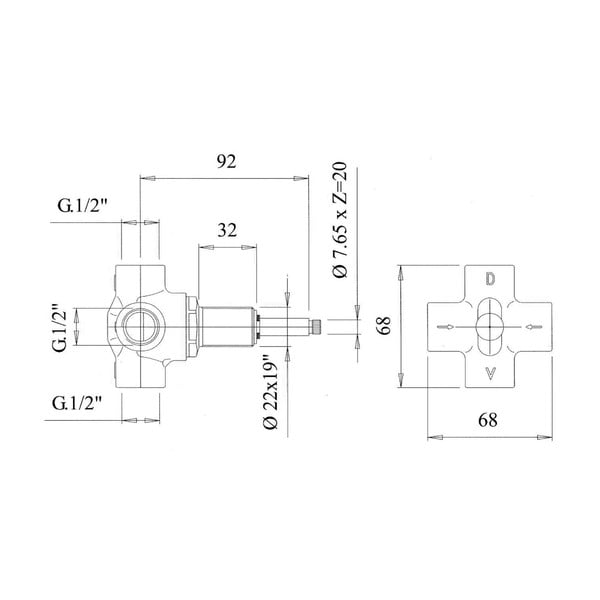 Podtynkowy przełącznik do baterii wannowej w srebrno-złotym kolorze Antea – Sapho-image-1
