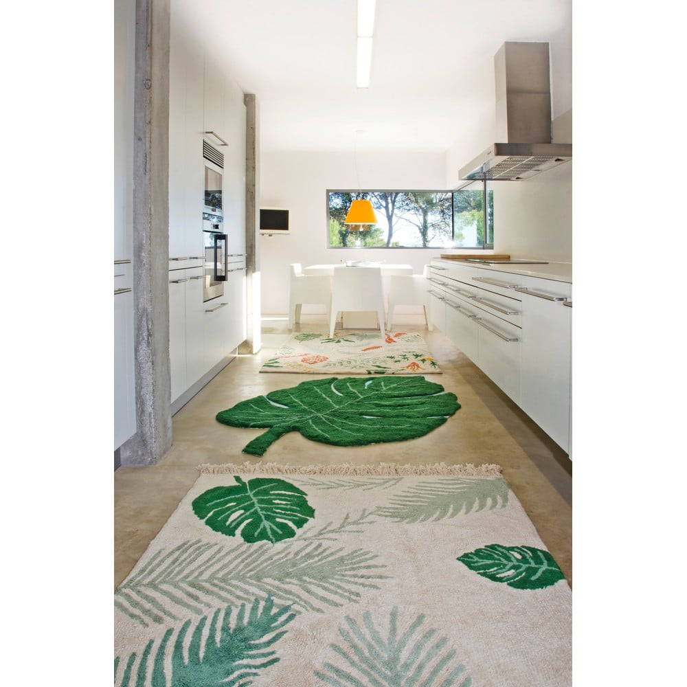 Ciemnozielony bawełniany dywan dziecięcy tkany ręcznie odpowiedni do prania 120x180 cm Monstera Leaf – Lorena Canals (zdjęcie 6)