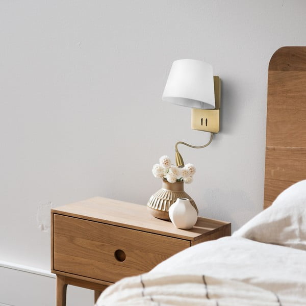 Kinkiet w kolorze brązu z białym kloszem – SULION-image-1