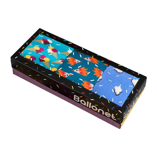 Zestaw 3 par skarpetek Ballonet Socks Novelty Blue w opakowaniu podarunkowym, rozmiar 36 - 40-image-1