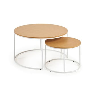 Okrągłe stoliki z blatem w dekorze dębu zestaw 2 szt. ø 80 cm Yona − Kave Home