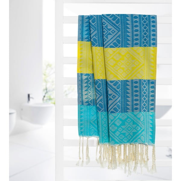 Ręcznik hammam Aztec Yellow Blue, 105x175 cm-image-1