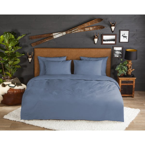 Niebieska flanelowa pościel dwuosobowa 200x220 cm – Good Morning-image-1