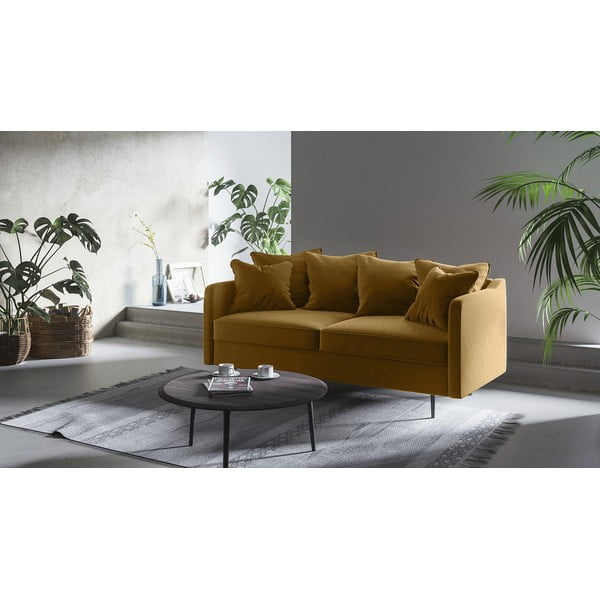 Miodowożółta aksamitna sofa Ghado Esme, 176 cm-image-1