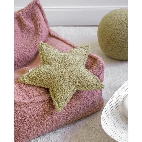 Zielona poduszka na sofę dziecięcą z materiału bouclé Star – Wigiwama-image-2