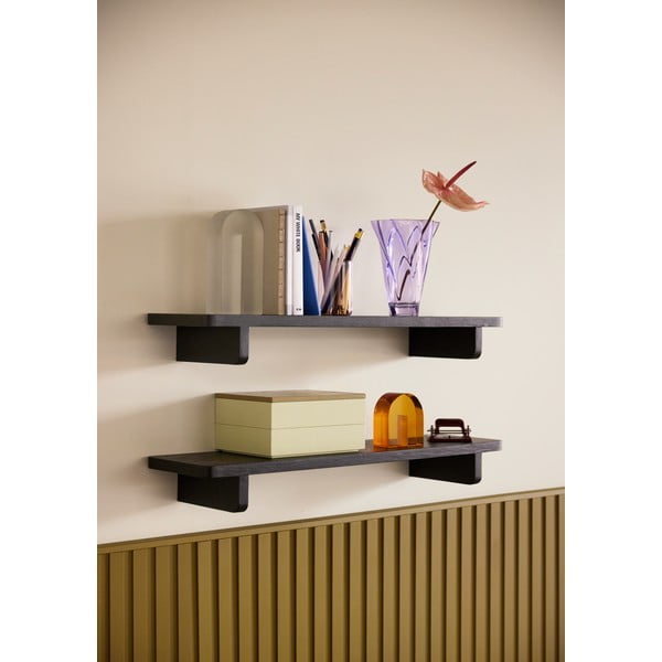 Czarna półka w dekorze dębu 80 cm Poke – Hübsch-image-2