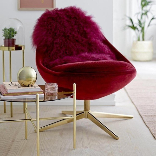 Bordowa skóra z mongolskiej skóry jagnięcej Bloomingville Mongolian-image-1