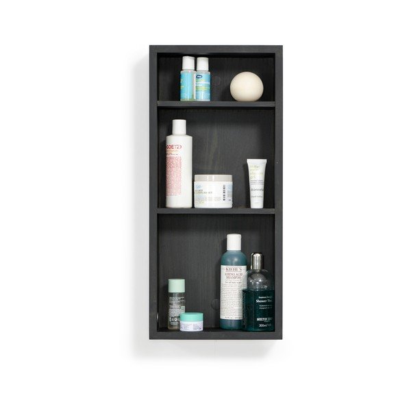 Czarna półka łazienkowa z drewna dębowego Wireworks Slimline-image-3