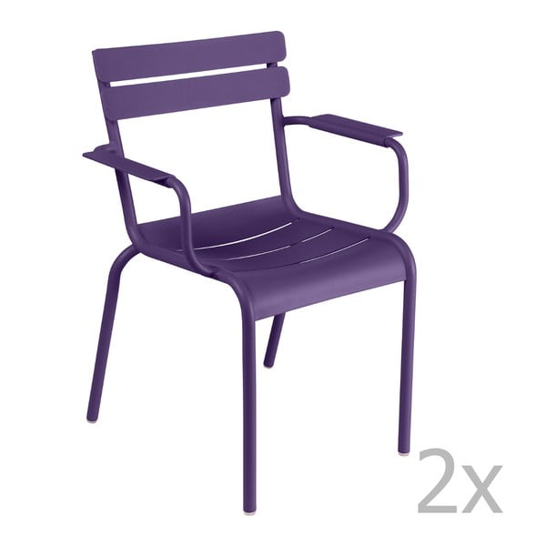 Zestaw 2 fioletowych krzeseł z podłokietnikami Fermob Luxembourg