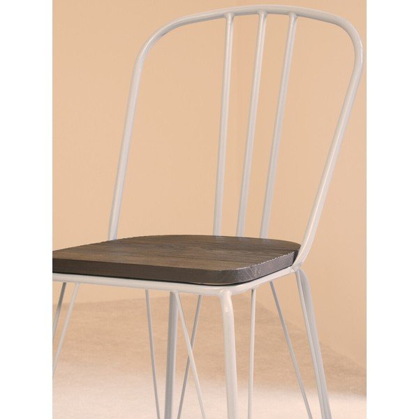 Szare/w ciemnym naturalnym kolorze krzesło z litego drewna wiązu District – Premier Housewares-image-3