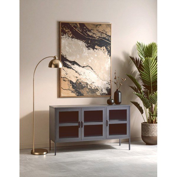 Szara stalowa witryna 140x80x45 cm Acier – Premier Housewares-image-1