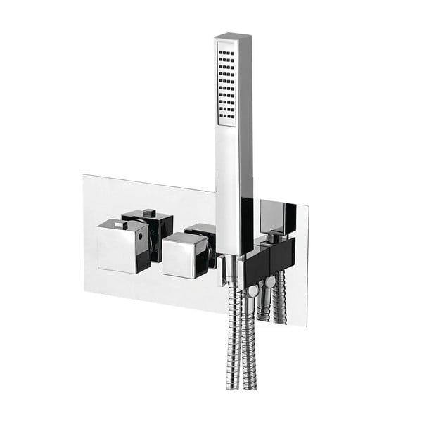 Bateria prysznicowa podtynkowa w kolorze srebra z połyskiem (2 otwory) Latus – Sapho