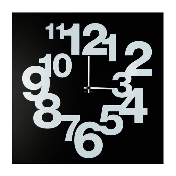 Zegar ścienny dESIGNoBJECT.it Numbers Circle Black, 50 x 50 cm 