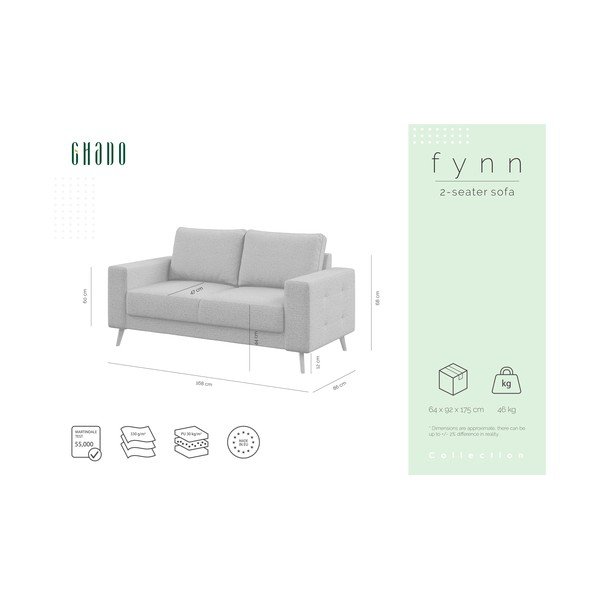 Szara sofa Ghado Fynn, 168 cm-image-3