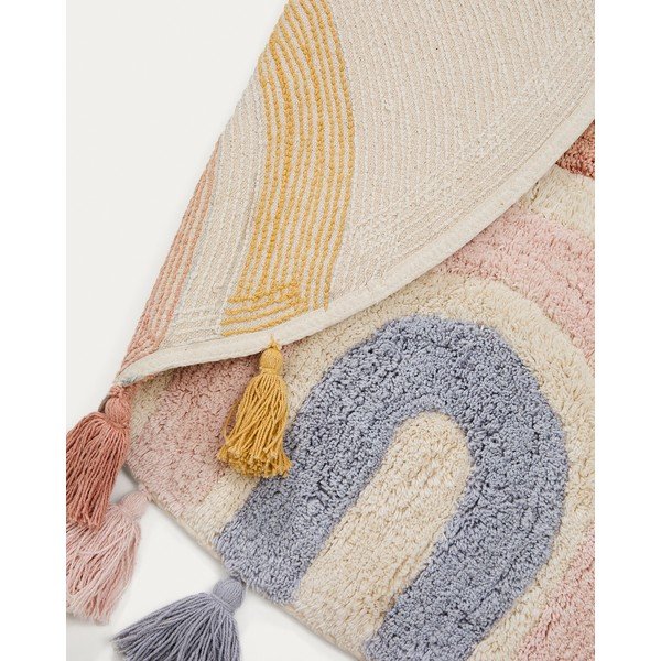 Bawełniany dywan dziecięcy odpowiedni do prania/tkany ręcznie w kolorze kości słoniowej ø100 cm Tadea – Kave Home-image-3