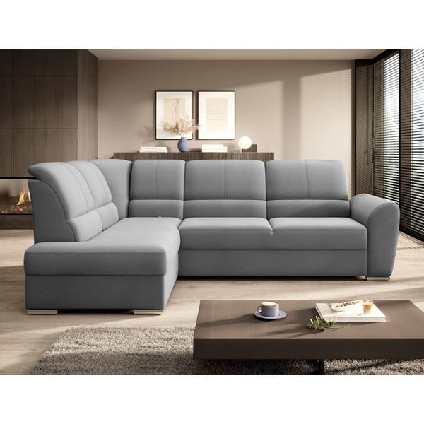 Szary aksamitny rozkładany/ze schowkiem narożnik (lewostronny/w kształcie litery L) Siber – ELTAP-image-3