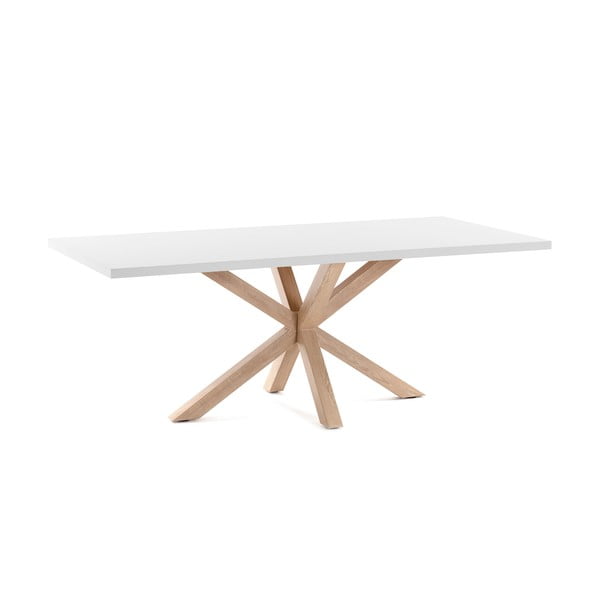 Biały stół z konstrukcją w kolorze drewna Kave Home Arya, 160 x 100 cm