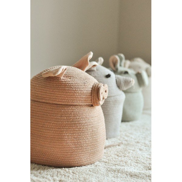 Jasnoróżowy tekstylny dziecięcy kosz na zabawki ø 32x30 cm Peggy the Pig – Lorena Canals-image-2