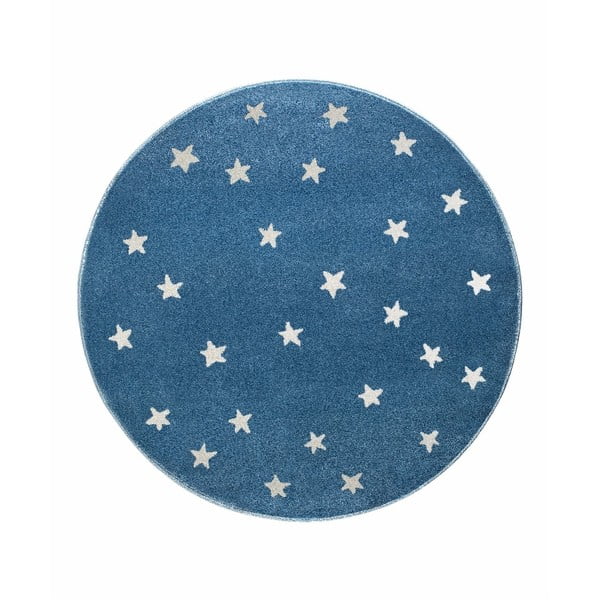 Niebieski okrągły z motywem gwiazdek KICOTI Azure Stars, 133x133 cm