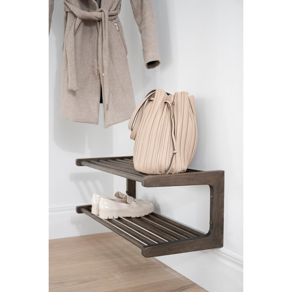 Ciemnobrązowa wisząca szafka na buty z litego drewna dębowego Inverness – Rowico-image-1