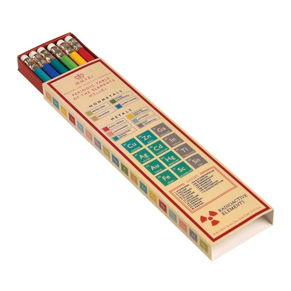 Zestaw 6 ołówków w pudełku papierowym Rex London Periodic Table