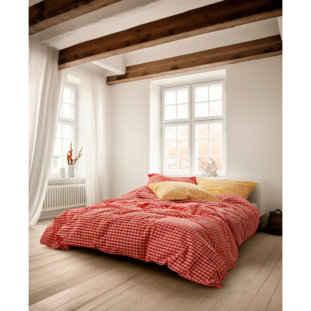 Czerwono-żółta pościel jednoosobowa z kory 140x200 cm Bæk&Bølge – JUNA (zdjęcie 11)