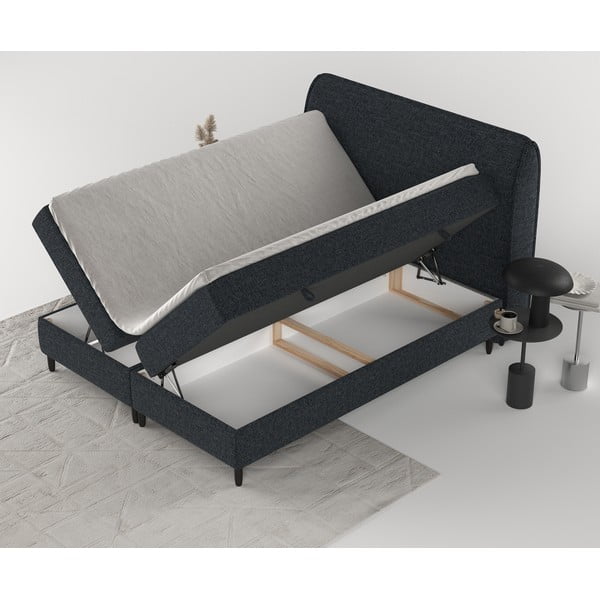 Czarne łóżko boxspring ze schowkiem 200x200 cm Melba – Maison de Rêve-image-3