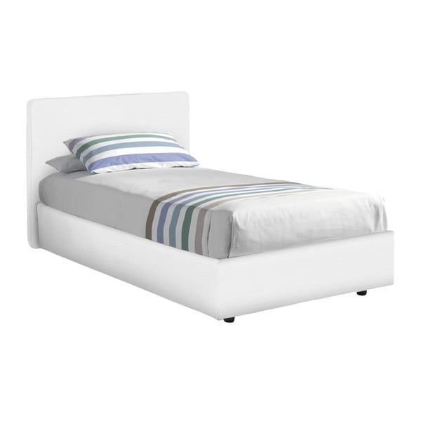 Białe łóżko jednoosobowe ze schowkiem i materacem 13Casa Ninfea, 80x190 cm