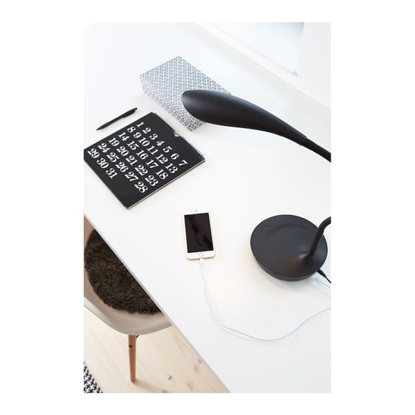 Czarna lampa stołowa z portem USB Markslöjd Swan-image-4